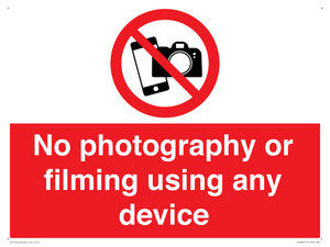 No photography or filming using any device